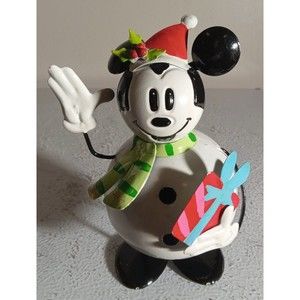 Vintage Mickey Mouse Metal Christmas Snowman With Bouncing Springs